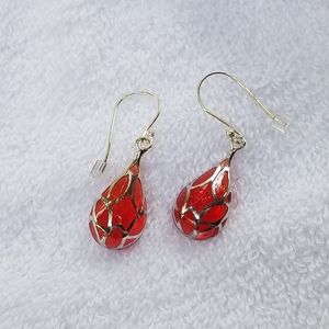 VTG RJ Sterling Silver Web Drop Dangle Earrings